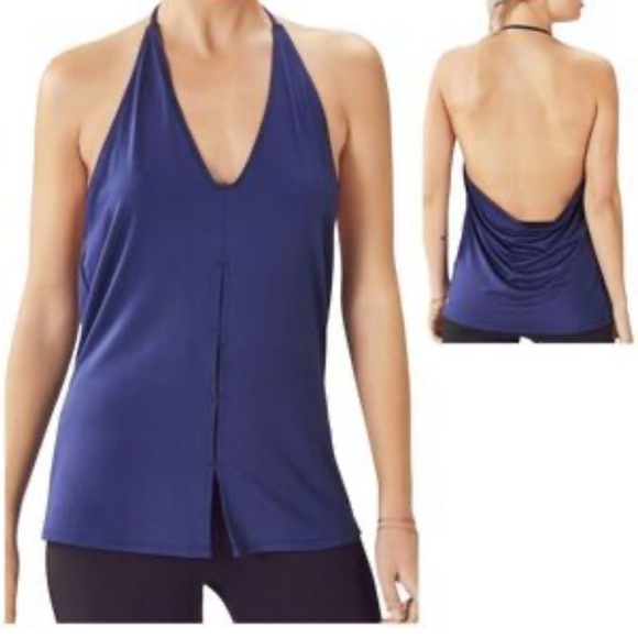 Fabletics Tops - Fabletics Women’s Chiara Tank Navy Size Medium Halter Top Cowl Lightweight